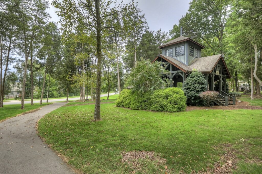 A pavilion sits alongside a trail in Bent Creek in Nolensville