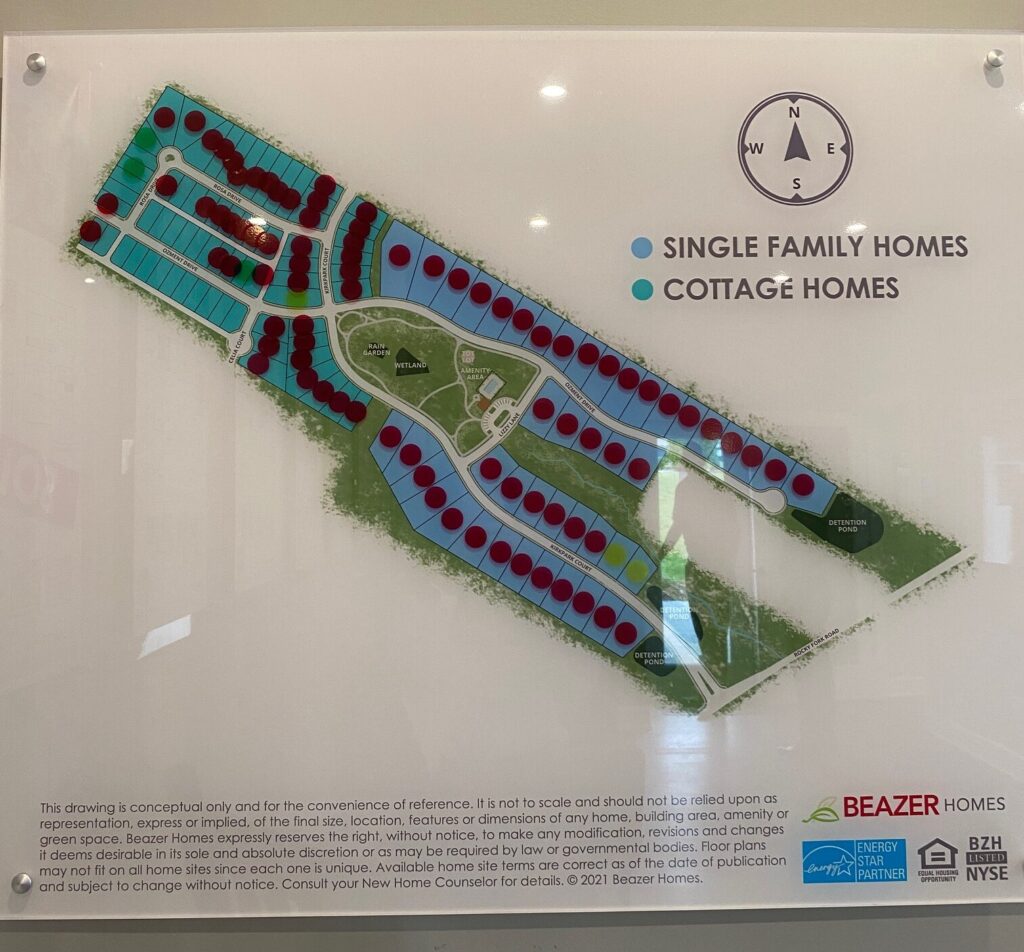 A plat map shows all of the lots in Lochridge in Nolensville including single-family homes and cottage homes.