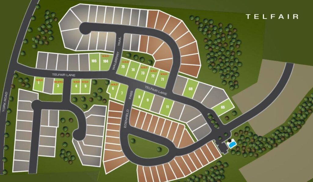 A plat map of the lots built on by Barlow Builders.